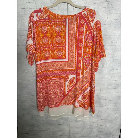 Rose & Oliver floral T-shirt sheer hem Paisley Bohemian TradMom plus size - Picture 2 of 10